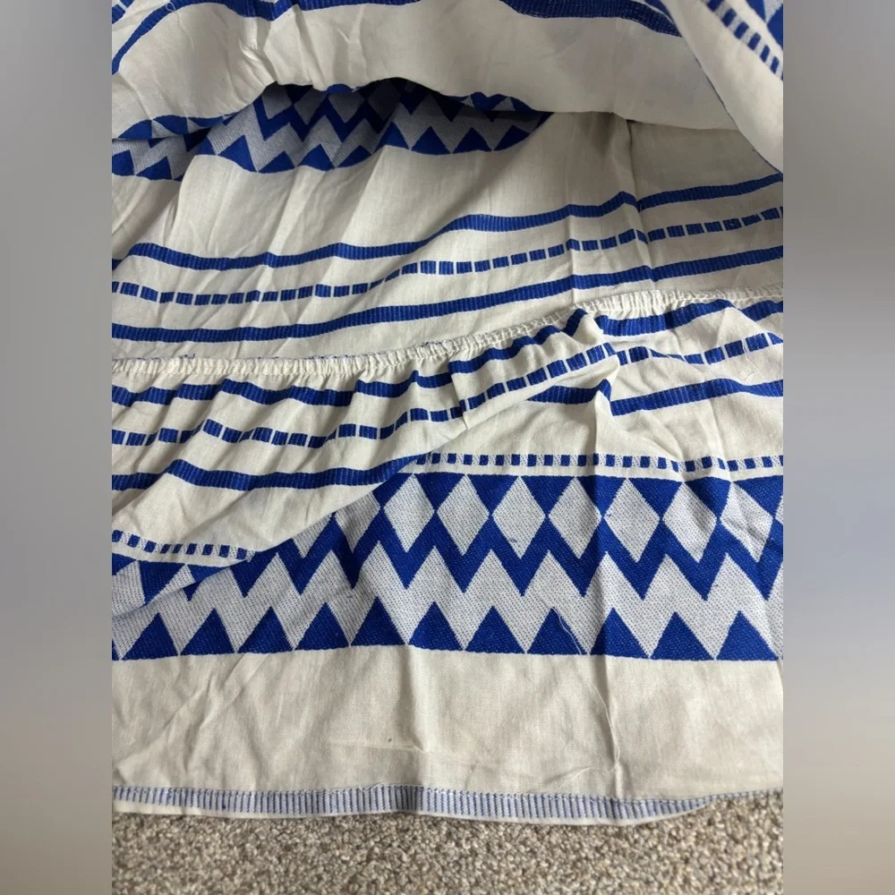 Anthropologie Kasia Size XS Womens Cream & Blue Eros Tiered Maxi Skirt - Picture 8 of 13